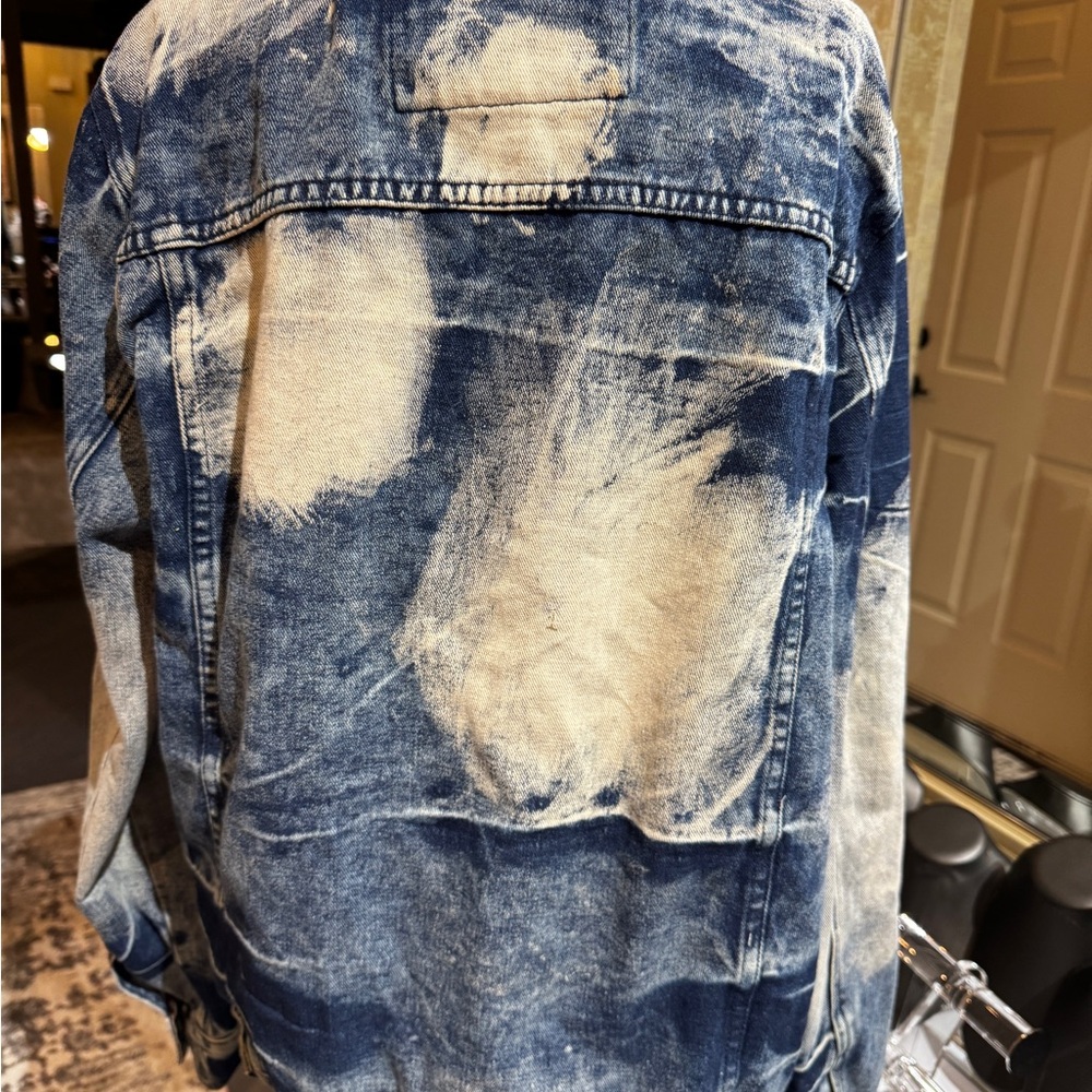 NEW Reason status DENIM trucker Jacket Hand crafted blue Fl-07 SZ XL‎ - Picture 5 of 8